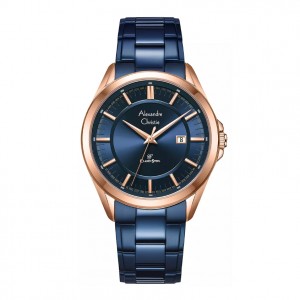 Alexandre Christie AC 8675 Rosegold Blue Man Datejust MDBURBU